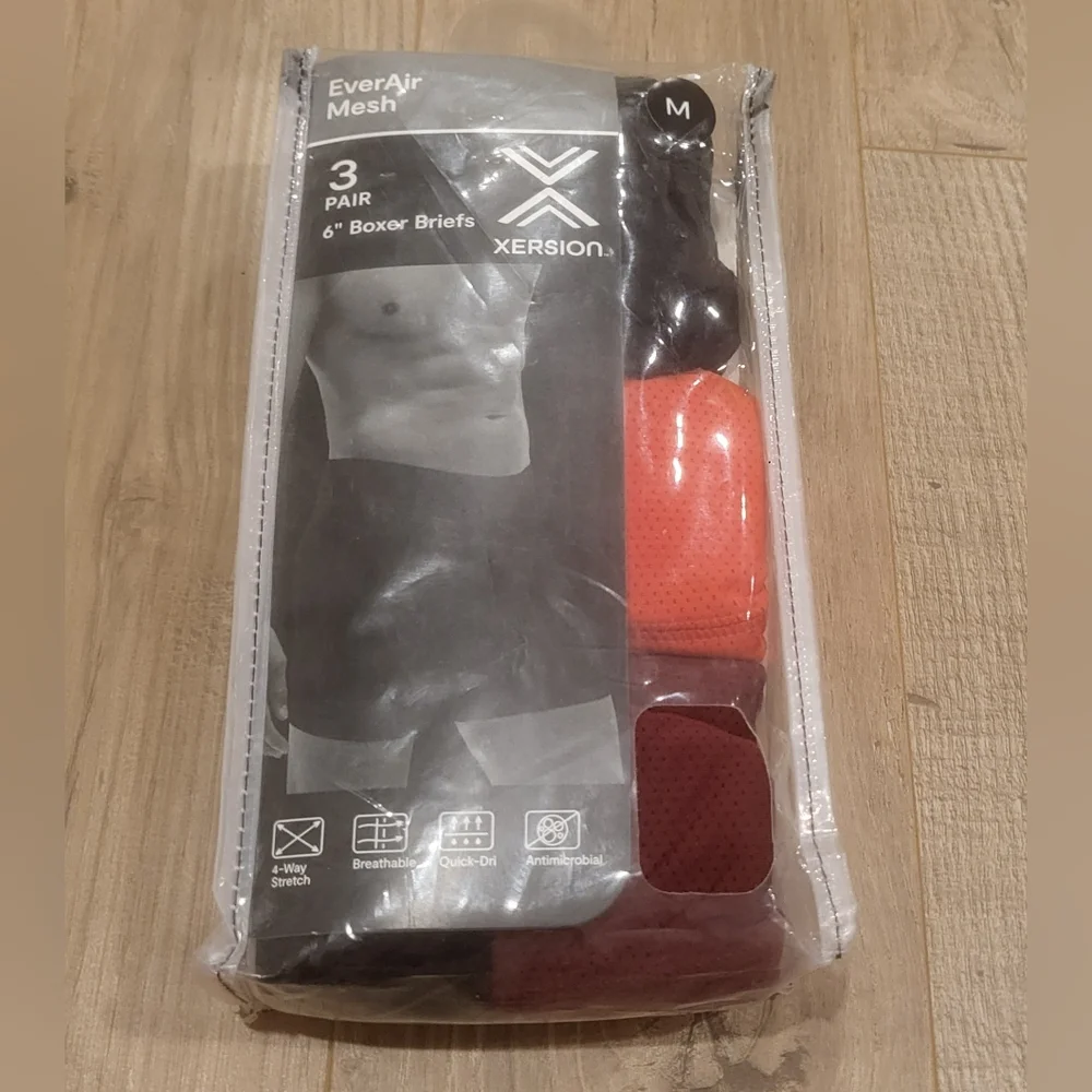 NWT Xersion EverAir Mesh Boxer Briefs - Size M Black, Red, Orange 3pair